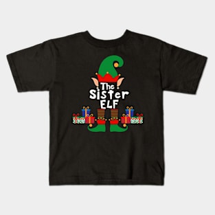 Funny Family Matching Christmas Sister Elf Kids T-Shirt